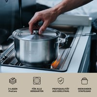 Campo Libre Enzo XL Kempingová súprava riadu z nehrdzavejúcej ocele – Kompaktná outdoorová súprava na varenie na indukciu, hrniec, panvica, kanvica 3