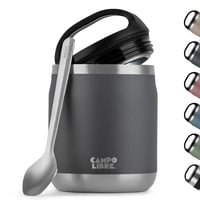 Termos pentru mâncare Campo Libre Lotta din oțel inoxidabil cu lingură, recipient pentru păstrarea alimentelor calde, ideal pentru musli și hrană pentru bebeluși, gri, 600 ml 1