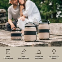 Termos pentru mâncare Campo Libre Lotta din oțel inoxidabil cu lingură, recipient pentru păstrarea alimentelor calde, ideal pentru musli și hrană pentru bebeluși, gri, 600 ml 3