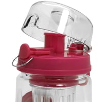 Fľaša na vodu s lúhovačom ovocia CampTeck U4277, 1000 ml, materiál Tritan bez obsahu BPA, nepriepustný uzáver, poistka a rukoväť, ružová 2