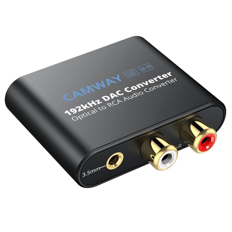 CAMWAY 192kHz digitális-analóg átalakító SPDIF/Toslink RCA 3.5mm erősítővel