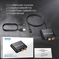 CAMWAY 192kHz digitális-analóg átalakító SPDIF/Toslink RCA 3.5mm erősítővel 7