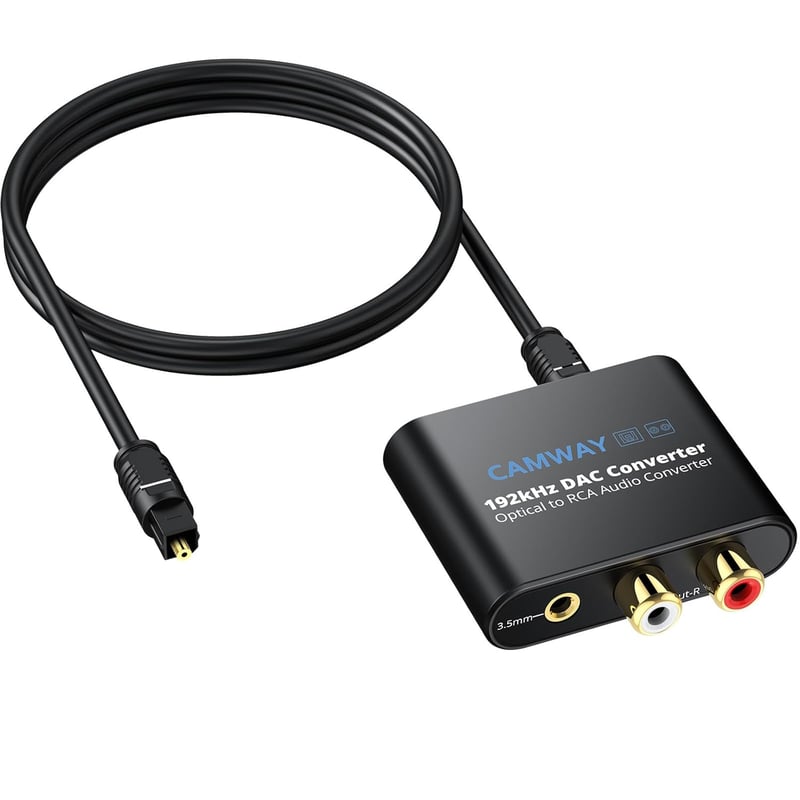 CAMWAY 192kHz digitális-analóg átalakító SPDIF/Toslink RCA 3.5mm erősítővel