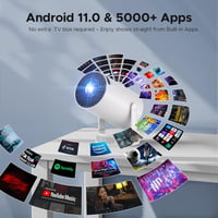 Mini projektor CAMWORLD s reproduktorom, 4K WiFi Bluetooth, rotácia 220°, korekcia lichobežníkového skreslenia, prenosný inteligentný projektor na domáce kino a vonkajšie použitie, kompatibilný s TV Stick, HDMI a USB 3