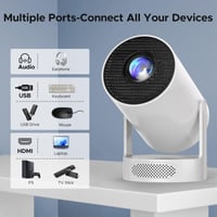 Mini projektor CAMWORLD s reproduktorom, 4K WiFi Bluetooth, rotácia 220°, korekcia lichobežníkového skreslenia, prenosný inteligentný projektor na domáce kino a vonkajšie použitie, kompatibilný s TV Stick, HDMI a USB 4