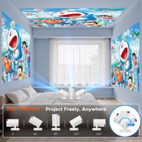 Mini projektor CAMWORLD s reproduktorom, 4K WiFi Bluetooth, rotácia 220°, korekcia lichobežníkového skreslenia, prenosný inteligentný projektor na domáce kino a vonkajšie použitie, kompatibilný s TV Stick, HDMI a USB 2