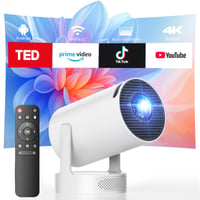 Mini projektor CAMWORLD s reproduktorom, 4K WiFi Bluetooth, rotácia 220°, korekcia lichobežníkového skreslenia, prenosný inteligentný projektor na domáce kino a vonkajšie použitie, kompatibilný s TV Stick, HDMI a USB 1