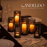 Candeldo 3 darabos fekete fém lámpa szett üveg henger dekoráció kert 7