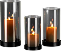 Candeldo 3 darabos fekete fém lámpa szett üveg henger dekoráció kert 1