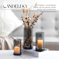 Candeldo 3 darabos fekete fém lámpa szett üveg henger dekoráció kert 5