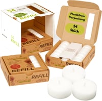 Candelo Eco Refill Teafény 54db Viaszpogácsa Újrahasználható Fedőkhöz Műanyagmentes 1