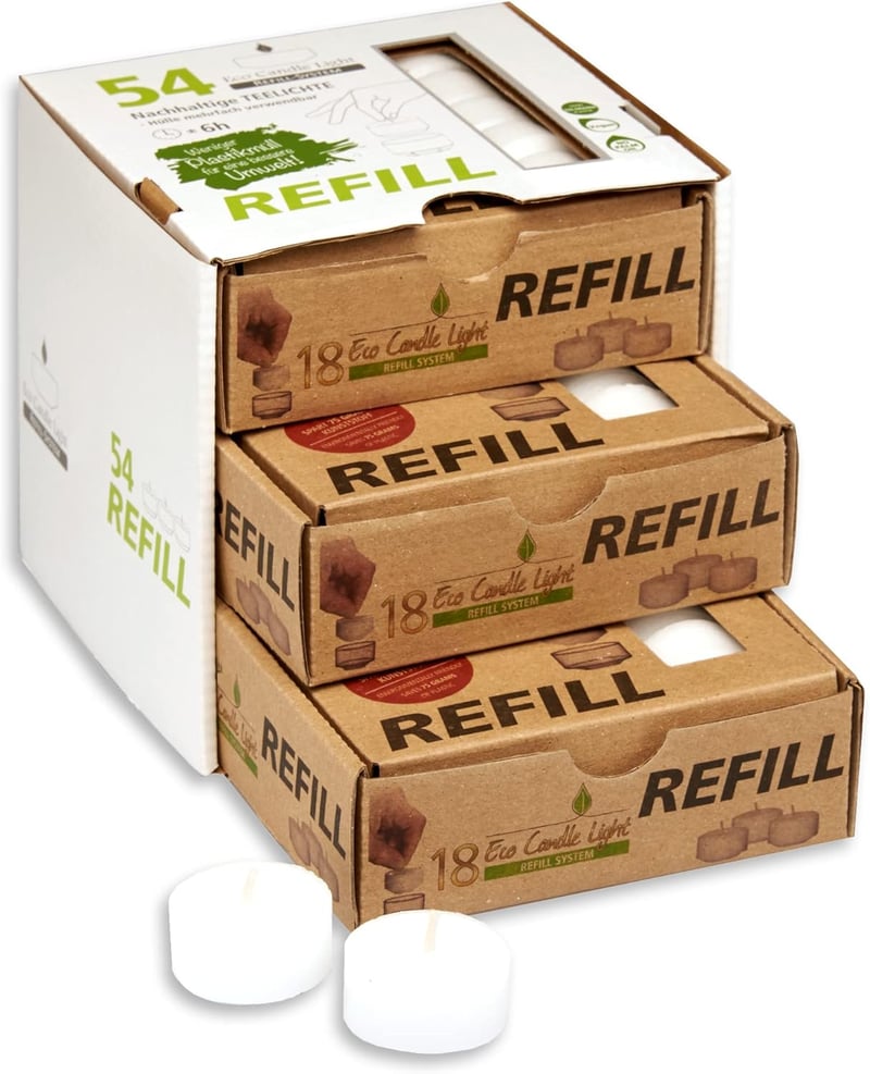 Candelo Eco Refill Teafény 54db Viaszpogácsa Újrahasználható Fedőkhöz Műanyagmentes