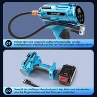 Elektrický vzduchový kompresor Candeon do auta, 150 PSI akumulátorový kompresor s 5 režimami, digitálna hustilka pneumatík s LED svetlom, pre autá, motorky a bicykle 8