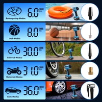Elektrický vzduchový kompresor Candeon do auta, 150 PSI akumulátorový kompresor s 5 režimami, digitálna hustilka pneumatík s LED svetlom, pre autá, motorky a bicykle 9