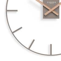 Ceas de perete Cander Berlin Jenson XXL, silențios, 40 cm, metal, arătătoare din lemn, fără ticăit, mare, modern, gri cald, living, bucătărie, vintage 4