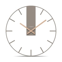 Ceas de perete Cander Berlin Jenson XXL, silențios, 40 cm, metal, arătătoare din lemn, fără ticăit, mare, modern, gri cald, living, bucătărie, vintage 1