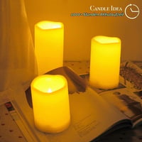 Set 3 Lumânări LED CANDLE IDEA, Exterior, Impermeabile, cu Temporizator, Efect Pâlpâitor, pe Baterii, 10-13-15 cm, Decor pentru Felinare de Nuntă, 1000 Ore de Funcționare 2