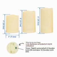 Set 3 Lumânări LED CANDLE IDEA, Exterior, Impermeabile, cu Temporizator, Efect Pâlpâitor, pe Baterii, 10-13-15 cm, Decor pentru Felinare de Nuntă, 1000 Ore de Funcționare 7