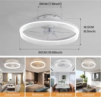CANEOE 50cm LED Mennyezeti Ventilátor Lámpa, 6 Fokozat, Távirányító és App Vezérlés, Fehér 7