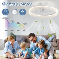 CANEOE 50cm LED Mennyezeti Ventilátor Lámpa, 6 Fokozat, Távirányító és App Vezérlés, Fehér 4