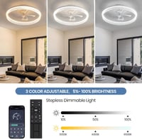 CANEOE 50cm LED Mennyezeti Ventilátor Lámpa, 6 Fokozat, Távirányító és App Vezérlés, Fehér 3