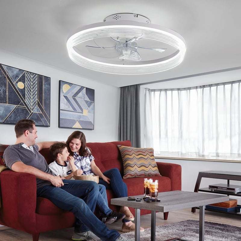 CANEOE 50cm LED Mennyezeti Ventilátor Lámpa, 6 Fokozat, Távirányító és App Vezérlés, Fehér