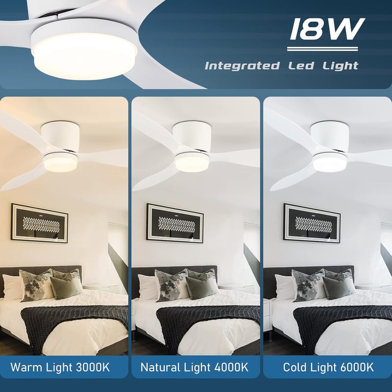 CANEOE LED Mennyezeti Ventilátor Távirányítóval, Csendes DC Motor, 106 cm Dimmelhető Lámpa