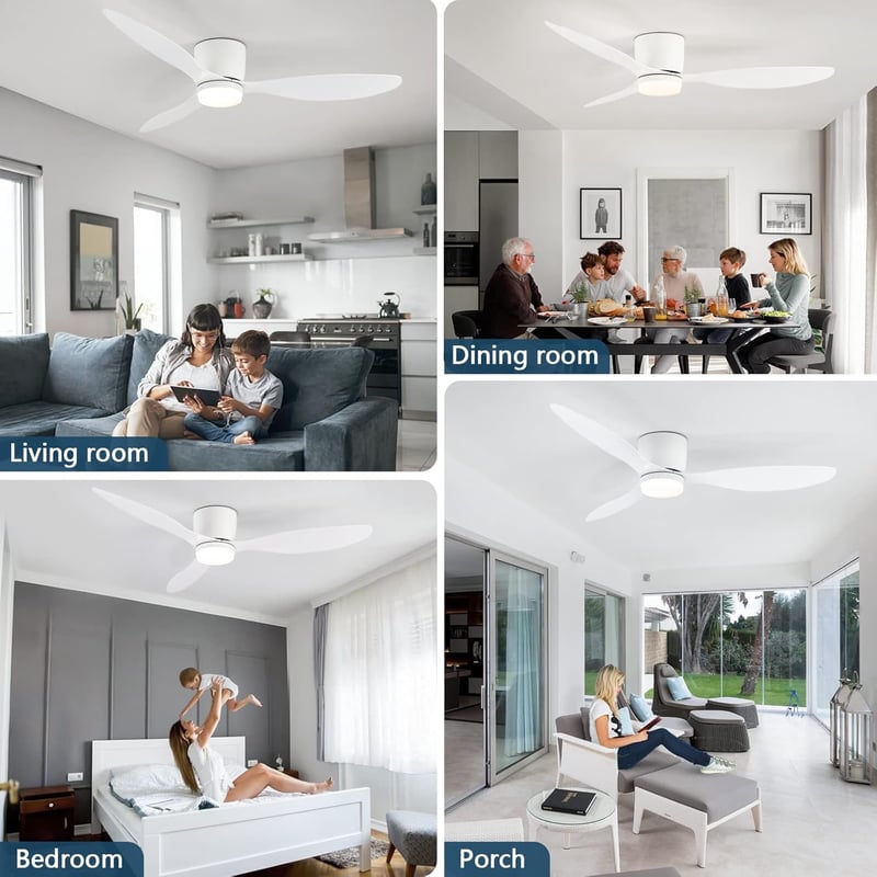 CANEOE LED Mennyezeti Ventilátor Távirányítóval, Csendes DC Motor, 106 cm Dimmelhető Lámpa