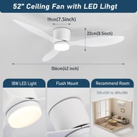 CANEOE LED Mennyezeti Ventilátor Távirányítóval, Csendes DC Motor, 106 cm Dimmelhető Lámpa 6
