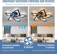 CANEOE Modern LED Mennyezeti Ventilátor Lámpa 80W - Fekete Virág Dizájn, Távirányítós, Applikációval Vezérelhető, Időzíthető, Fényerőszabály 4