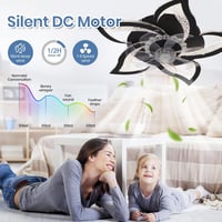 CANEOE Modern LED Mennyezeti Ventilátor Lámpa 80W - Fekete Virág Dizájn, Távirányítós, Applikációval Vezérelhető, Időzíthető, Fényerőszabály 3