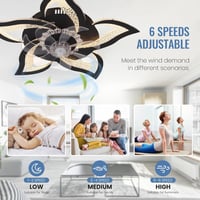 CANEOE Modern LED Mennyezeti Ventilátor Lámpa 80W - Fekete Virág Dizájn, Távirányítós, Applikációval Vezérelhető, Időzíthető, Fényerőszabály 6