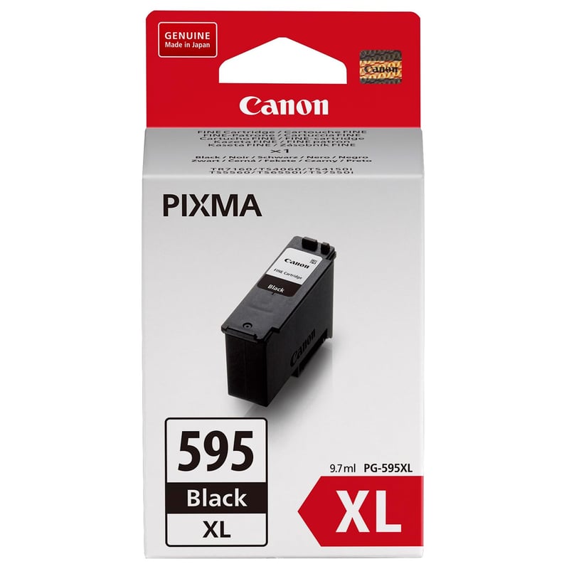 Cartuș de cerneală original Canon PG-595XL Negru – Capacitate mare XL, ~300 pagini – pentru imprimantele PIXMA TS4150i, TS6550i, TS7550i