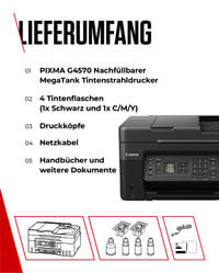 Použitá multifunkčná atramentová tlačiareň 4 v 1 Canon PIXMA G4570 MegaTank A4, skener, kopírka, fax, ADF, WiFi, USB, čierno-sivá 9