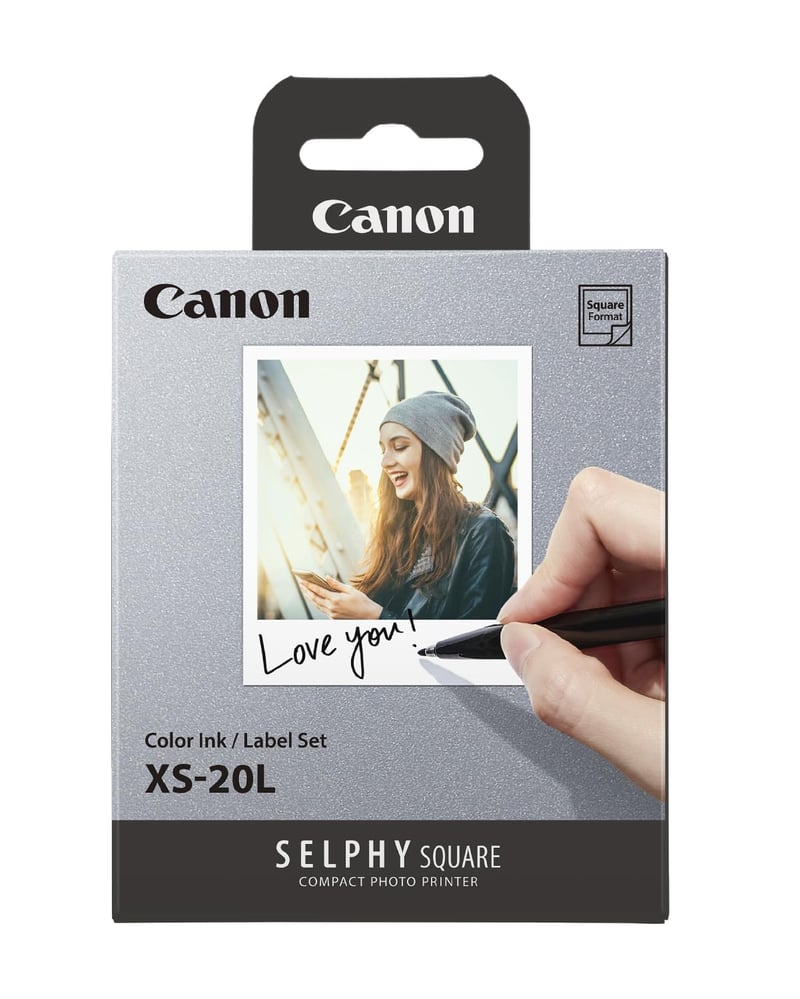 Pachet multiplu de cerneală și hârtie Canon SELPHY XS-20L - Cartuș de cerneală original pentru imprimantă foto Canon, 1 pachet și 20 de coli de hârtie foto (72 x 85 mm)
