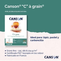 Bloc de desen Canson C à Grain 224g/m², A4, Alb Natural, Textură cu granulație fină, 30 de coli 6
