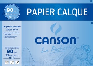 Canson Paus papir A3 90 g/m² glatki papir za crtanje, 10 listova, papir za precrtavanje i projektiranje