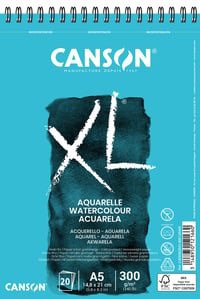 Akvarelový skicár Canson XL Aquarelle so špirálou – A5, 300 g/m², 20 listov, biely 1