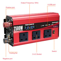 Menič napätia Cantonape 2500W 12V/230V, s LCD displejom, 4 USB portmi, s diaľkovým ovládaním 3