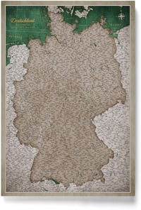 CANVASCALE Németország Térkép Parafa Pinboard 90x60 cm - Utazási Célpontok Jelöléséhez - Vászon Fali Dekoráció Gyerekszobába, Tanuláshoz - P 1