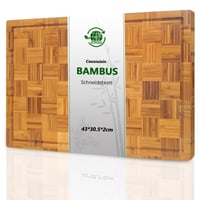Tocător mare din bambus Caossuixin cu canal pentru sucuri (43x30,5x2 cm), cu picioare antiderapante, tocător de bucătărie din lemn 1
