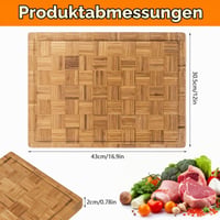 Tocător mare din bambus Caossuixin cu canal pentru sucuri (43x30,5x2 cm), cu picioare antiderapante, tocător de bucătărie din lemn 4