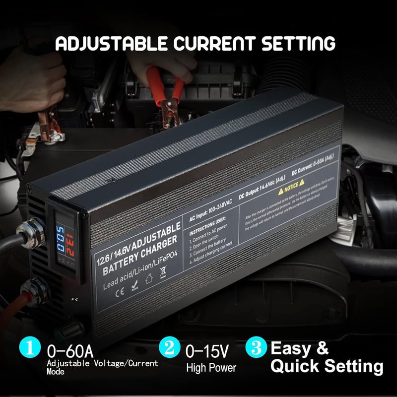 Capacity.Li LiFePO4 60A Intelligens Lítium Akkumulátor Töltő 12V-14.6V