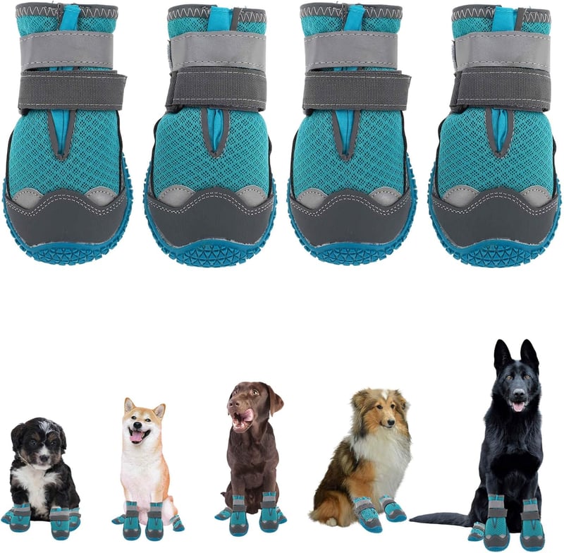 CAPASTEC 4 db Kutya Cipő Vízálló Tükrözős Sea Blue 5# 5,5 cm