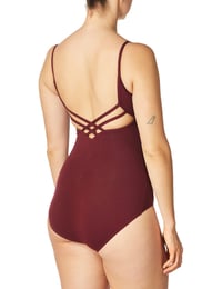Dámske tielko Capezio 102 Classics s V-výstrihom a špagetovými ramienkami – bordová farba, veľkosť XS 4