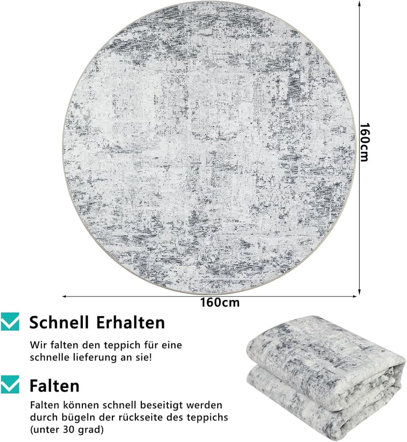 Capslpad szürke kerek szőnyeg 160 cm modern csúszásmentes nappali hálószoba