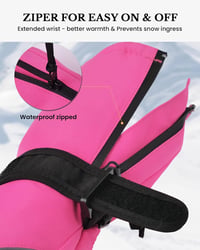 Caracaleap Gyerek Sí Kesztyű Vízálló Thinsulate Téli Meleg Fekete Pink 7-9 Év 5