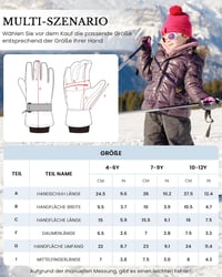 Caracaleap Gyerek Síkesztyű Vízálló Thinsulate Téli Meleg Kesztyű Fiúknak Lányoknak 6-12 Év Fekete 9