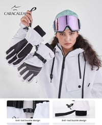 Caracaleap Sí kesztyű síeléshez férfi női vízálló széllálló téli kesztyű fehér fekete 4