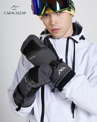 Caracaleap vízálló téli sí kesztyűk férfiaknak és nőknek, hócsúszós kesztyű, szürke fekete sí mittens 9